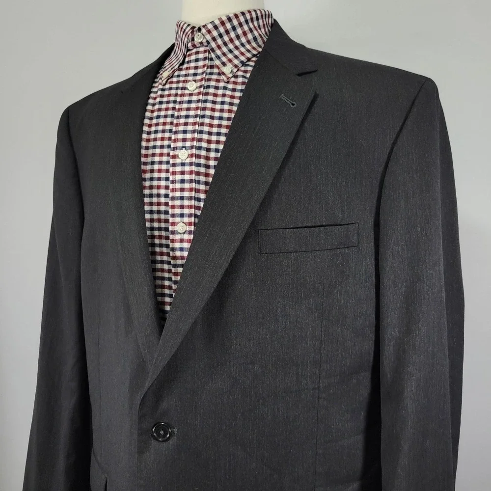 JOS A BANK GORDON Men's Sport Coat Blazer Two Button Charcoal Gray Wool‎ 48L